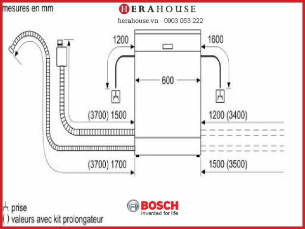 Máy Rửa Bát Độc Lập Bosch Sms4Haw48E Series 4 - 60Cm